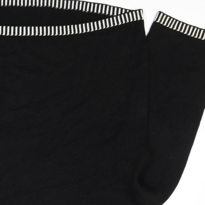 PrettyLittleThing Women’s Black White Trim Knit Jumper L Pullover