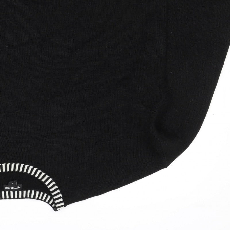 PrettyLittleThing Women’s Black White Trim Knit Jumper L Pullover