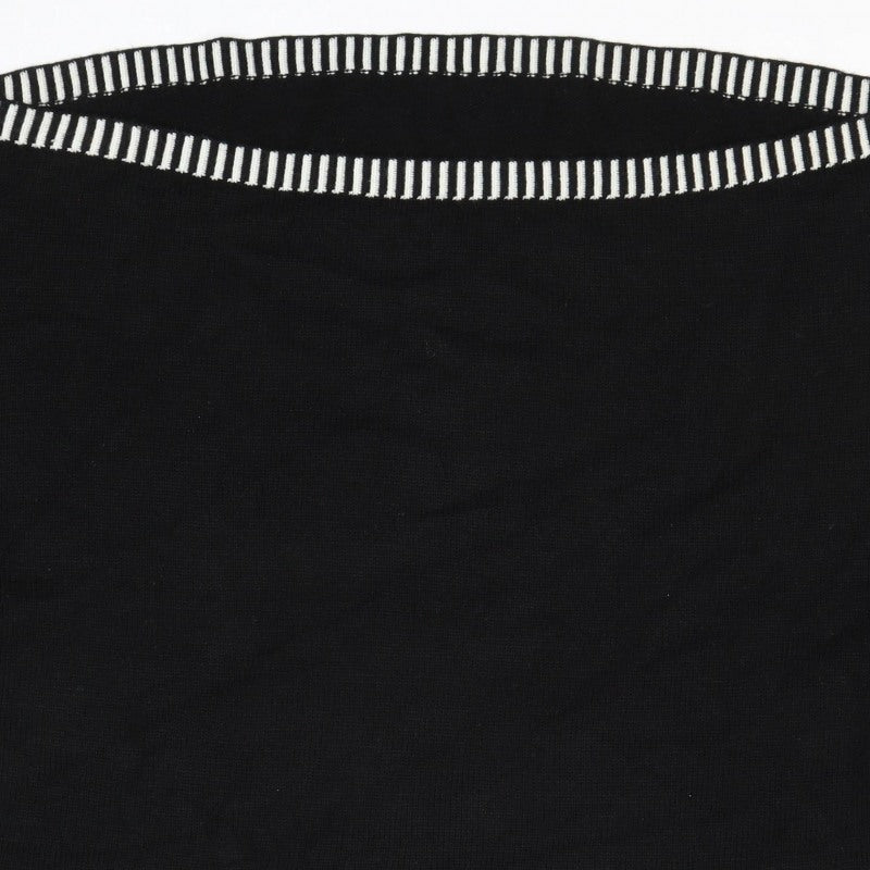 PrettyLittleThing Women’s Black White Trim Knit Jumper L Pullover
