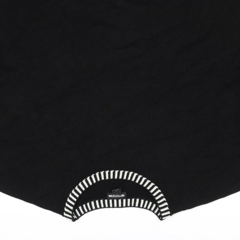 PrettyLittleThing Women’s Black White Trim Knit Jumper L Pullover