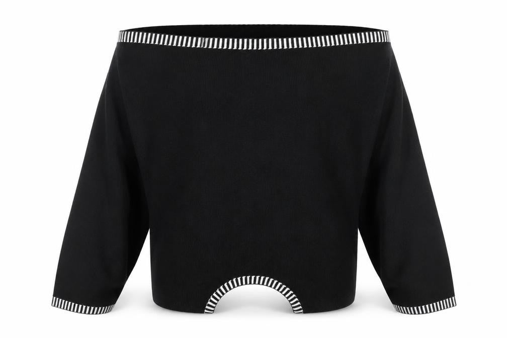 PrettyLittleThing Women’s Black White Trim Knit Jumper L Pullover