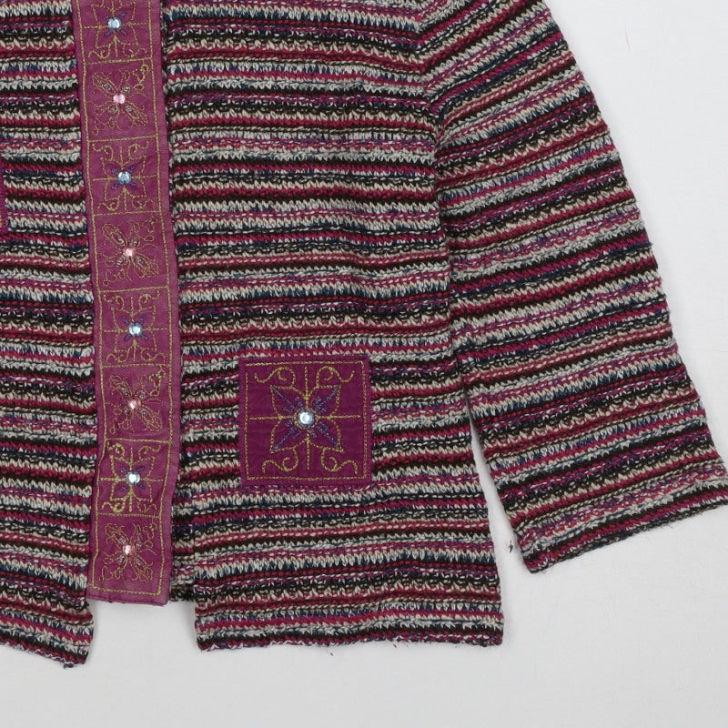 Per Una Women Multicoloured S Open Knit Embroidered Cardigan