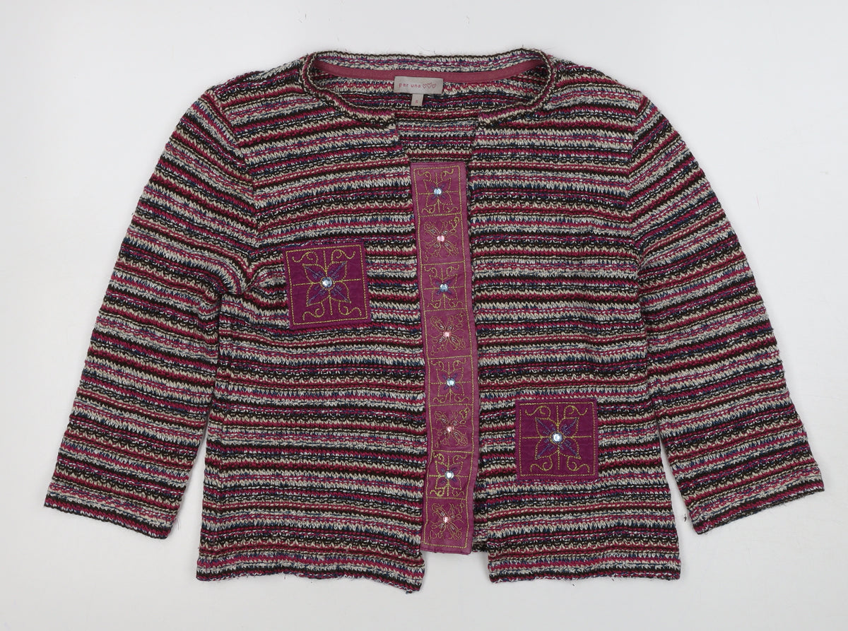 Per Una Women Multicoloured S Open Knit Embroidered Cardigan