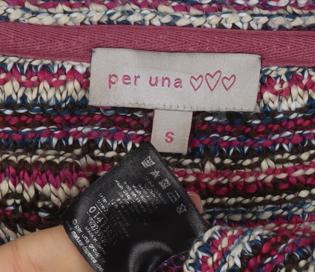 Per Una Women Multicoloured S Open Knit Embroidered Cardigan