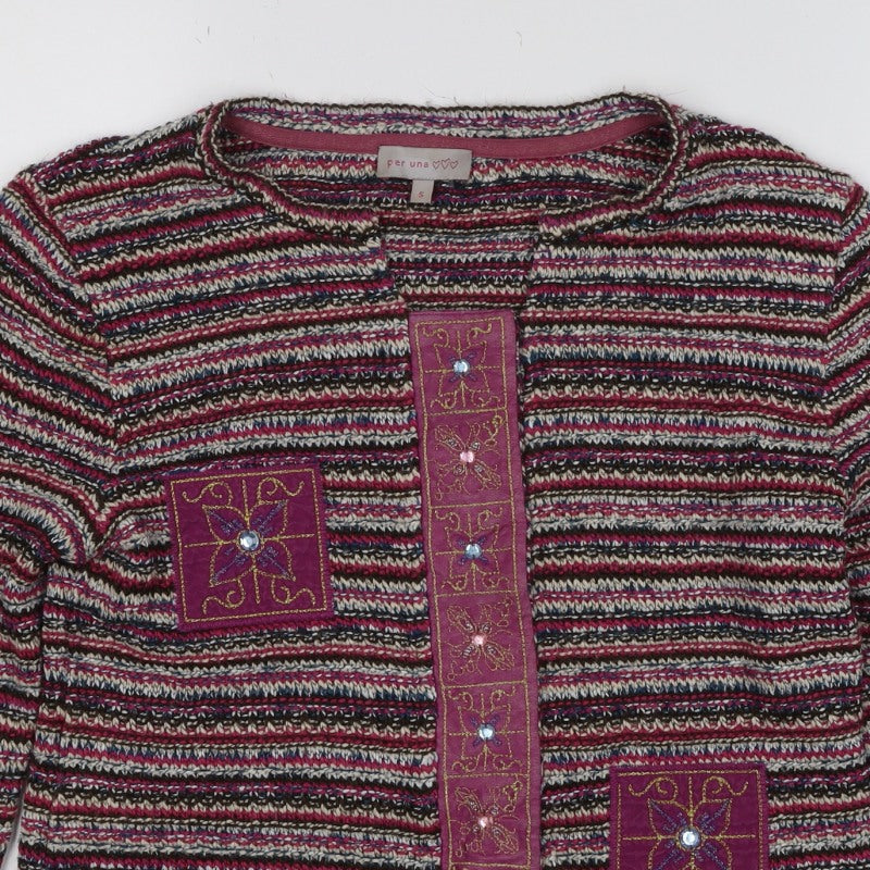 Per Una Women Multicoloured S Open Knit Embroidered Cardigan
