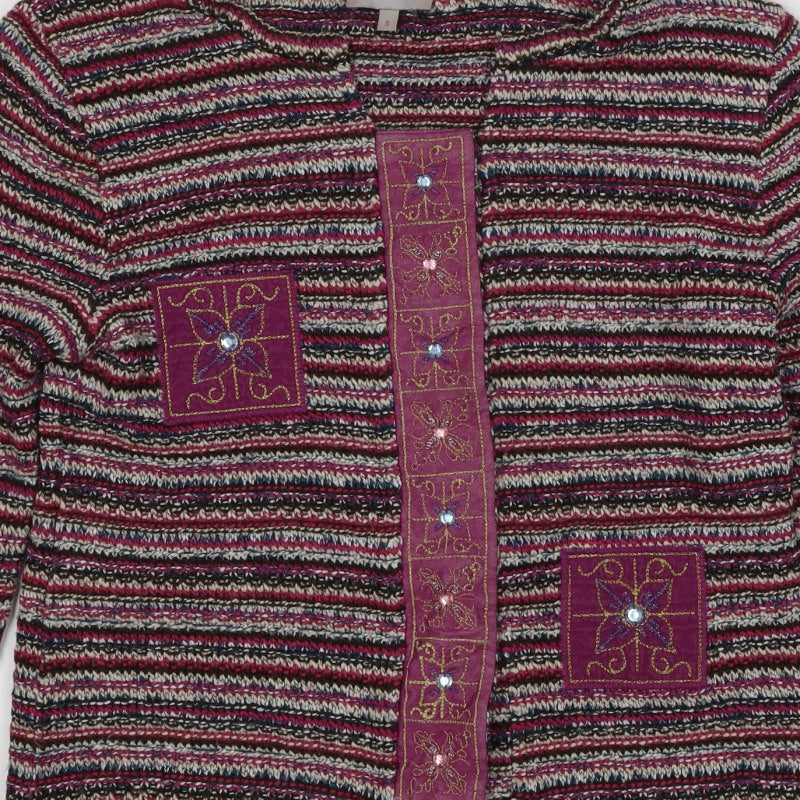 Per Una Women Multicoloured S Open Knit Embroidered Cardigan