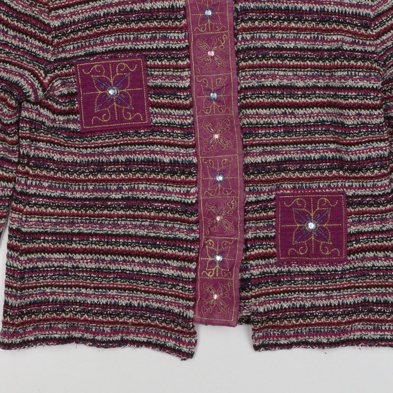 Per Una Women Multicoloured S Open Knit Embroidered Cardigan