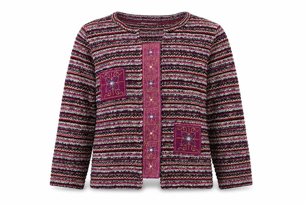 Per Una Women Multicoloured S Open Knit Embroidered Cardigan