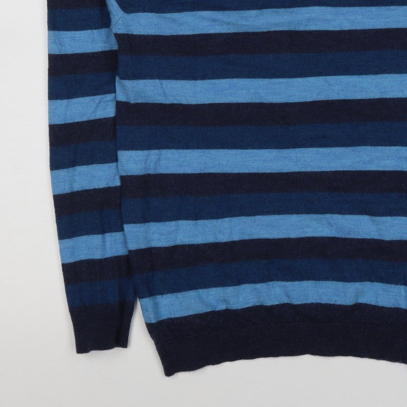 Jack Wills Men’s Blue Striped Merino Wool Crew Neck Jumper Medium