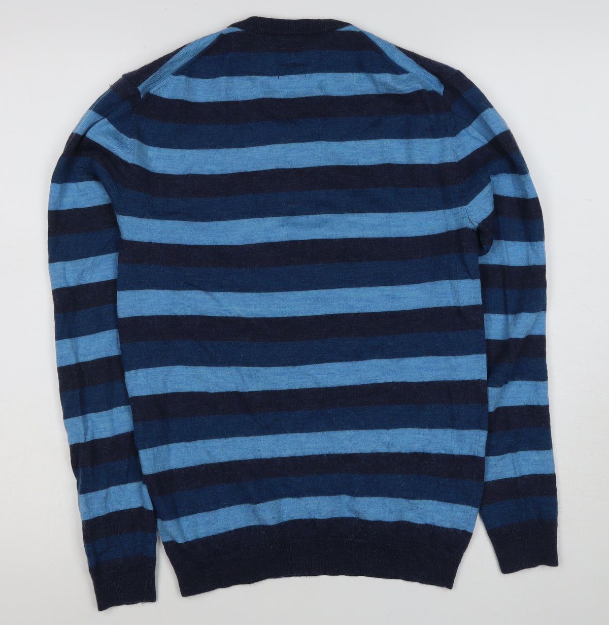 Jack Wills Men’s Blue Striped Merino Wool Crew Neck Jumper Medium