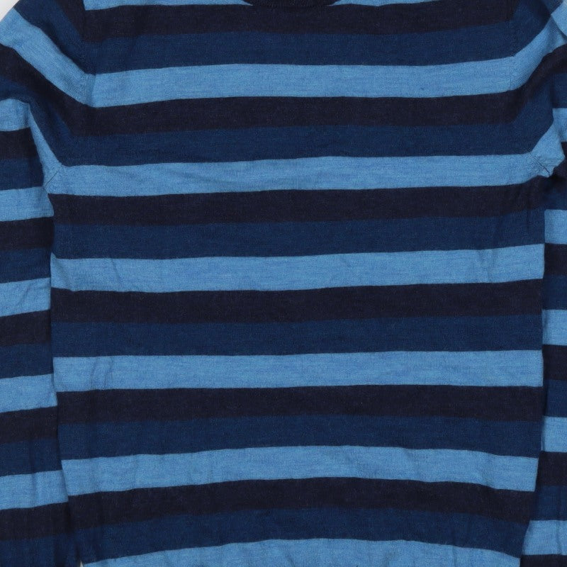 Jack Wills Men’s Blue Striped Merino Wool Crew Neck Jumper Medium