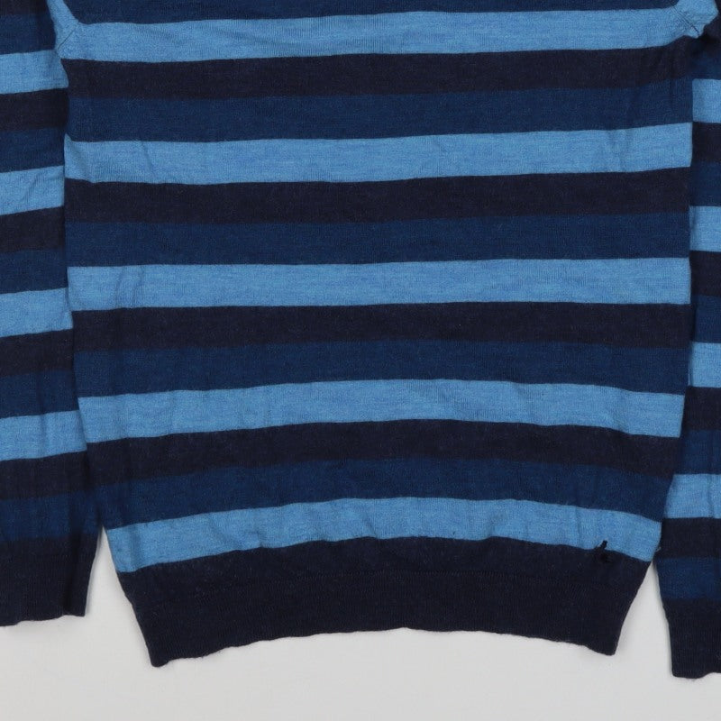 Jack Wills Men’s Blue Striped Merino Wool Crew Neck Jumper Medium
