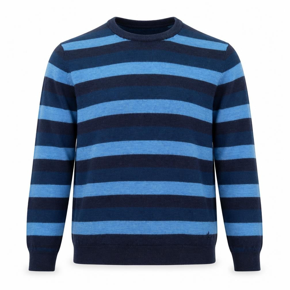 Jack Wills Men’s Blue Striped Merino Wool Crew Neck Jumper Medium