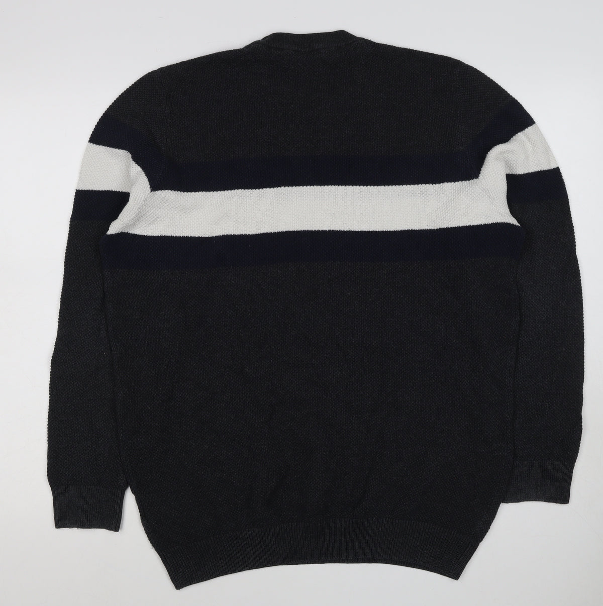 Tokyo Laundry Men’s Black White Stripe Knit Crew Neck Jumper XL
