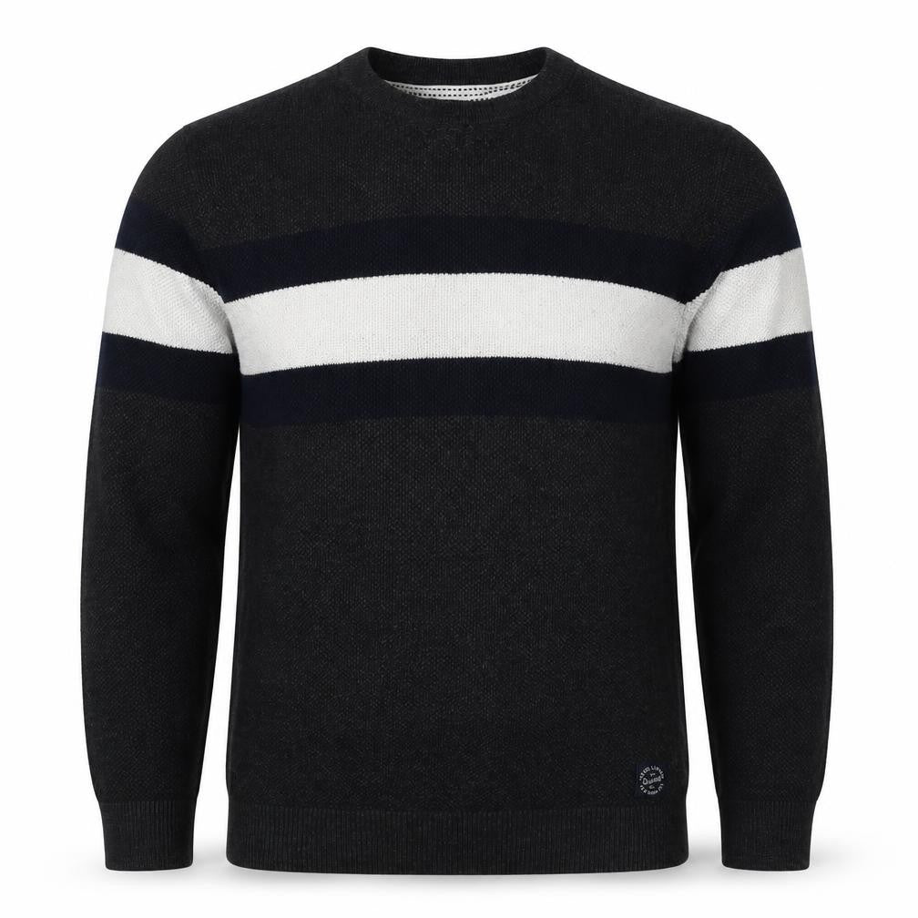 Tokyo Laundry Men’s Black White Stripe Knit Crew Neck Jumper XL