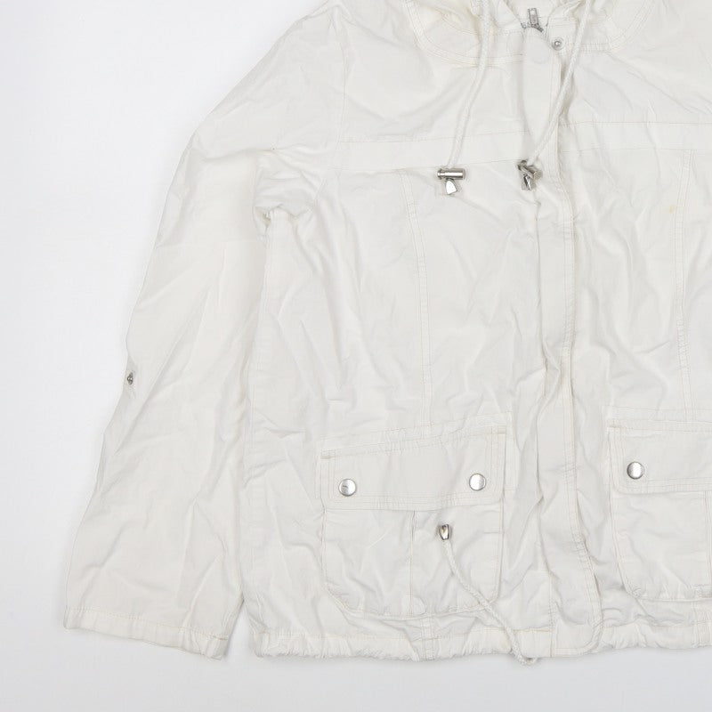 Marks & Spencer Womens White Size 12 Hooded Parka Jacket