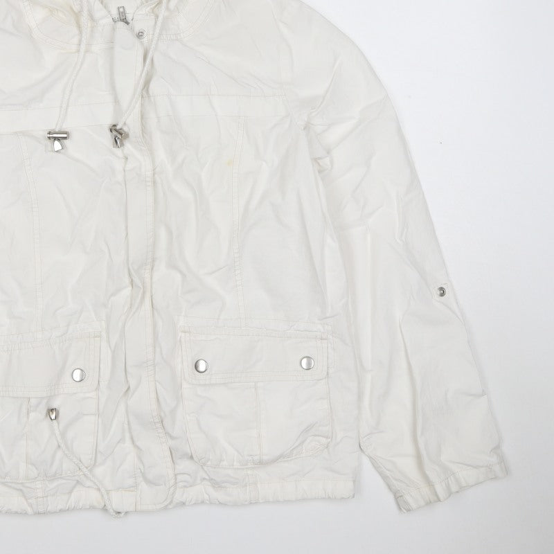 Marks & Spencer Womens White Size 12 Hooded Parka Jacket