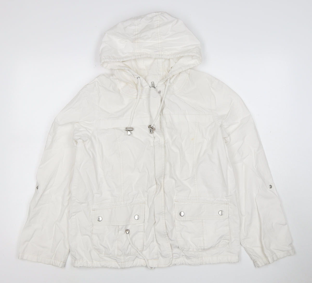 Marks & Spencer Womens White Size 12 Hooded Parka Jacket