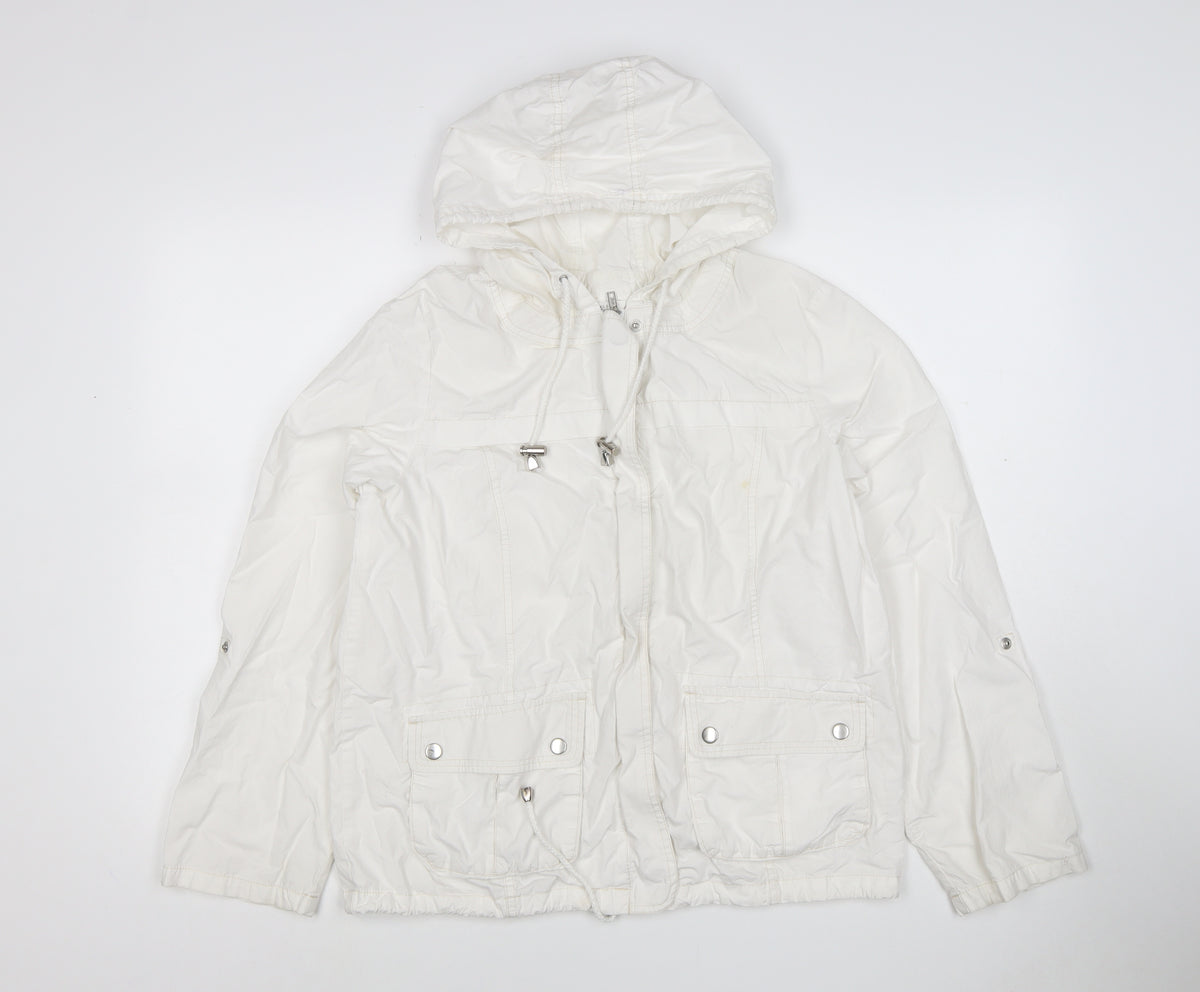 Marks & Spencer Womens White Size 12 Hooded Parka Jacket