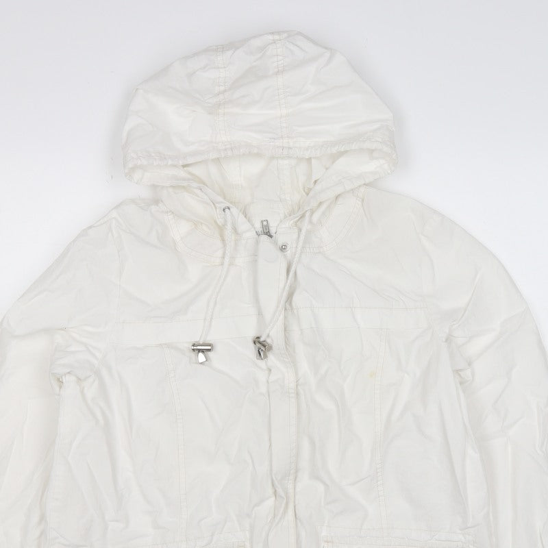 Marks & Spencer Womens White Size 12 Hooded Parka Jacket