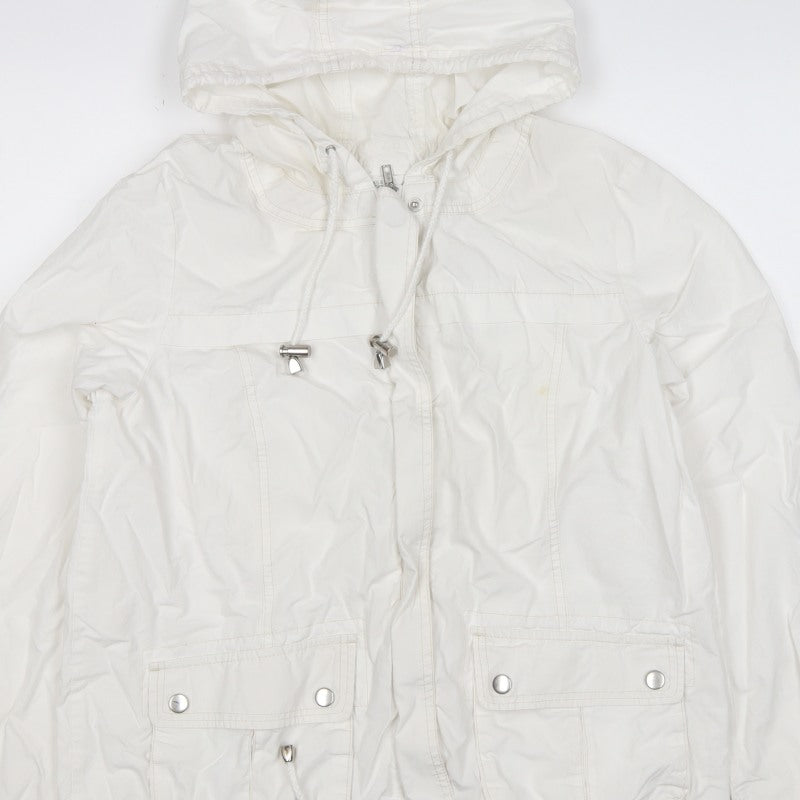 Marks & Spencer Womens White Size 12 Hooded Parka Jacket