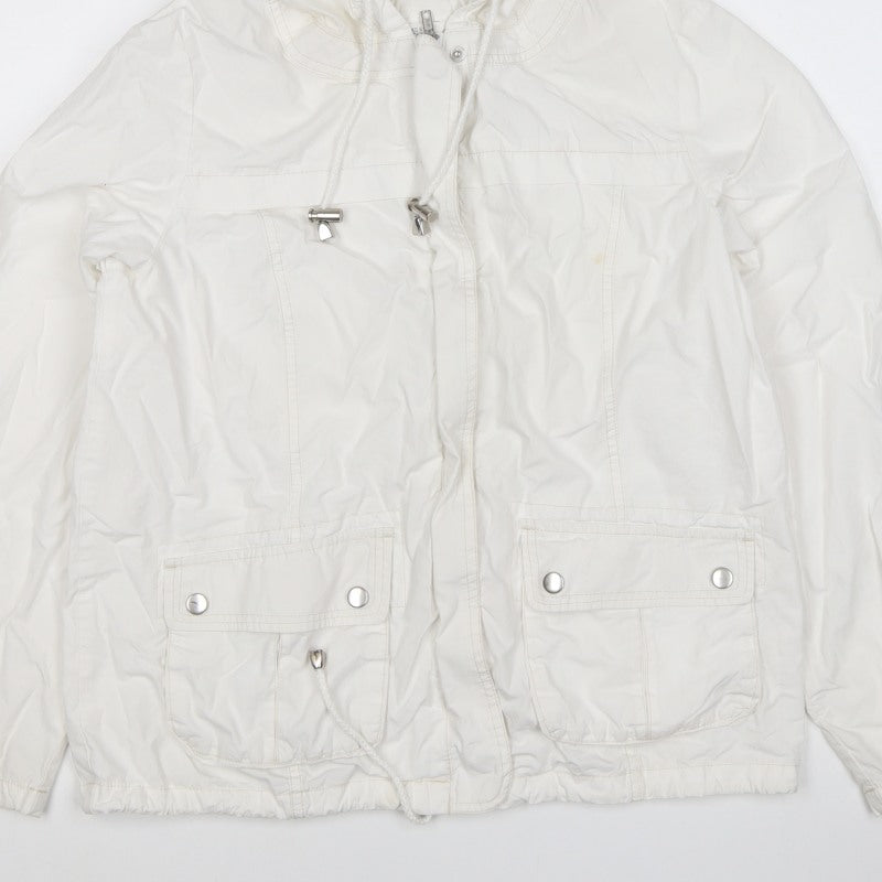 Marks & Spencer Womens White Size 12 Hooded Parka Jacket