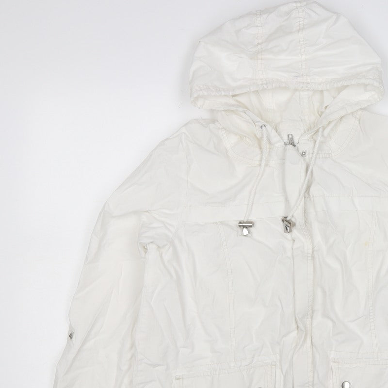 Marks & Spencer Womens White Size 12 Hooded Parka Jacket