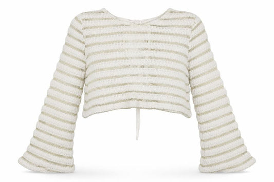 ASOS Women’s Ivory Gold Stripe Tie Front Cropped Cardigan UK 18