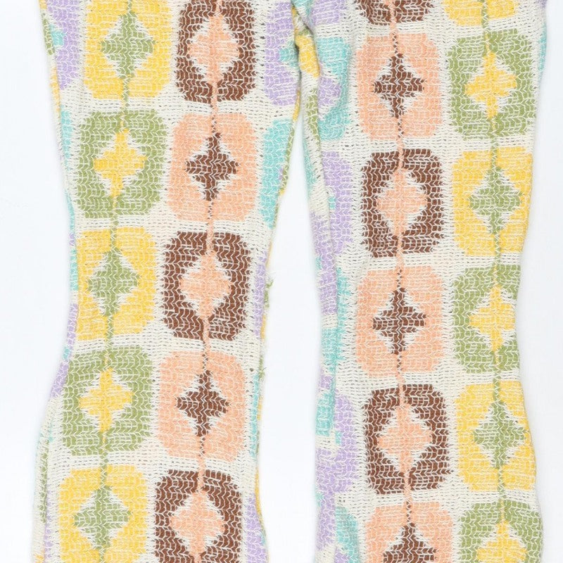 Zara Women’s Multicoloured Geometric Knit Flared Trousers Size S