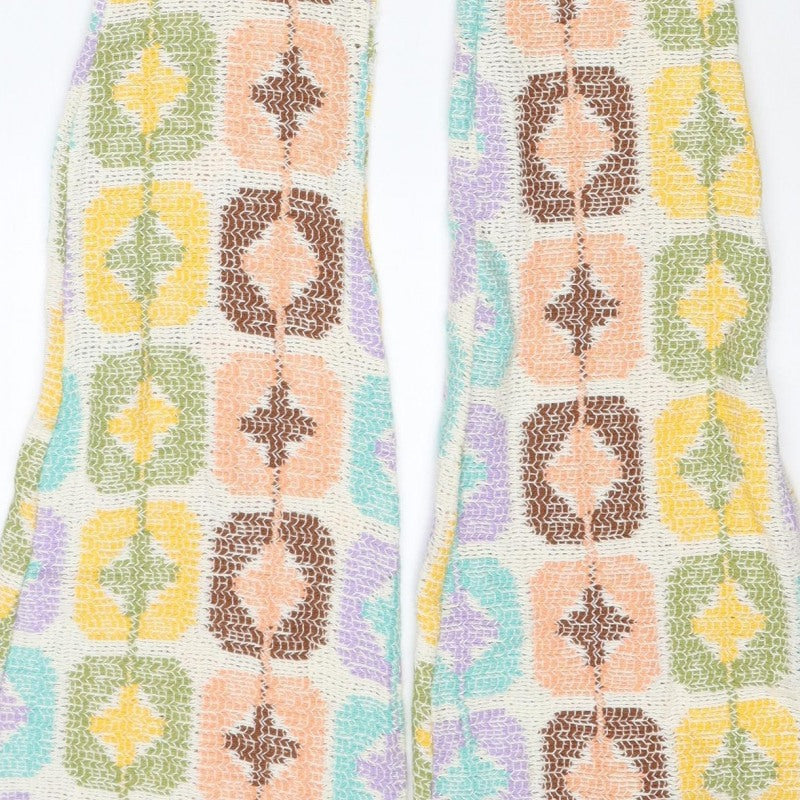 Zara Women’s Multicoloured Geometric Knit Flared Trousers Size S