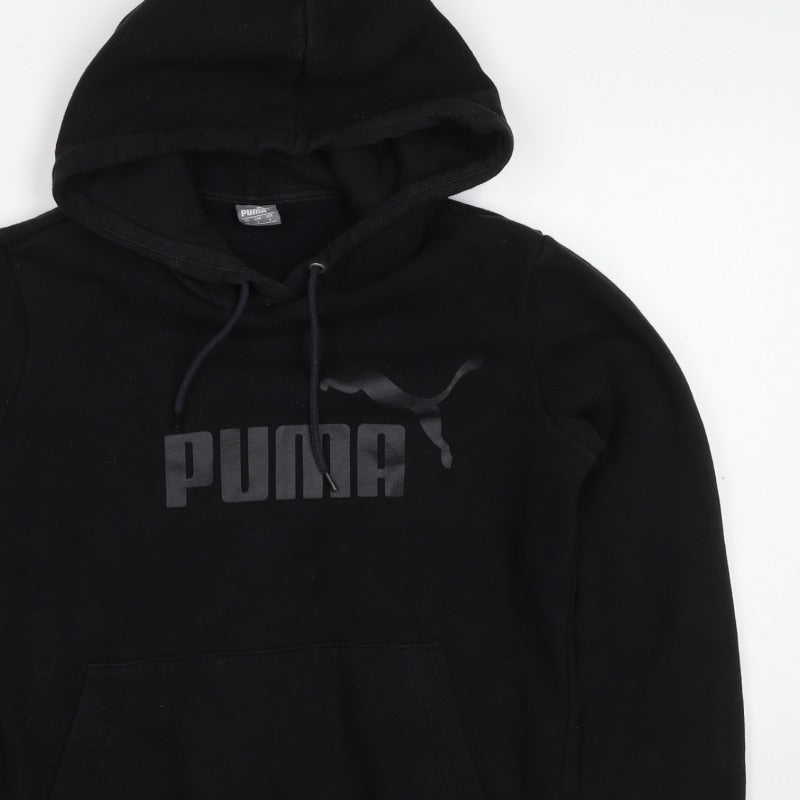 Puma Boys Black S Pullover Logo Hooded Sweatshirt Hoodie