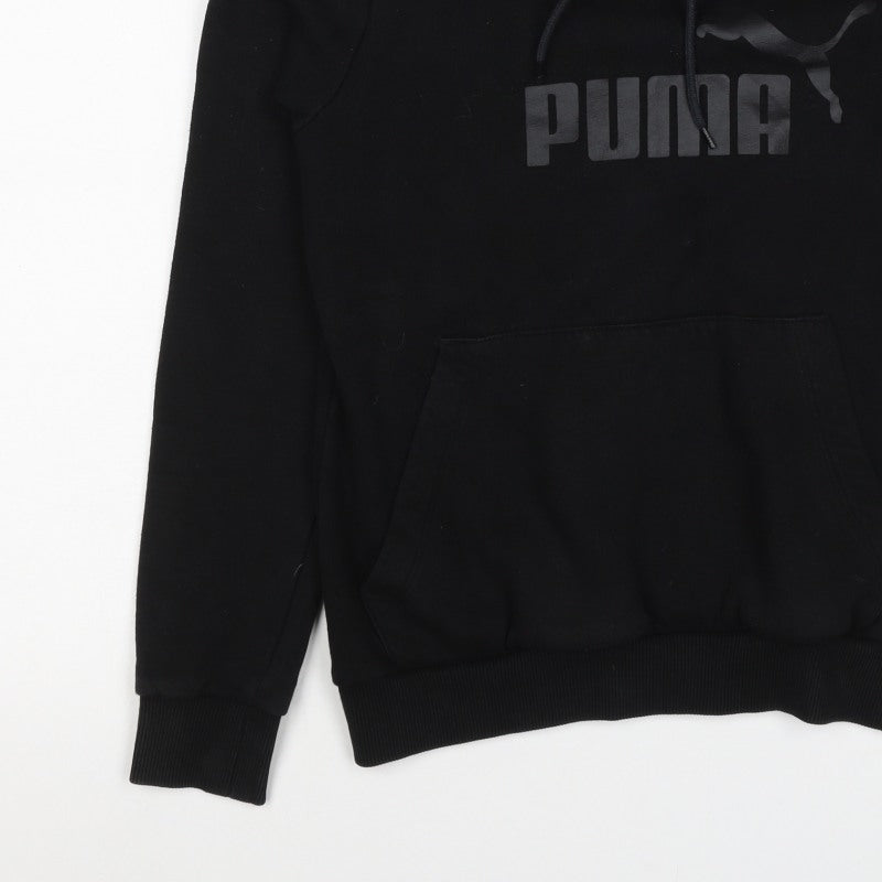 Puma Boys Black S Pullover Logo Hooded Sweatshirt Hoodie