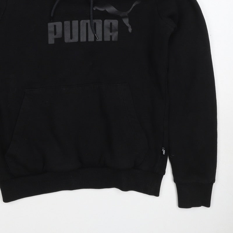 Puma Boys Black S Pullover Logo Hooded Sweatshirt Hoodie