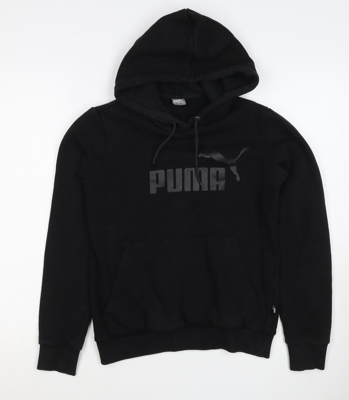 Puma Boys Black S Pullover Logo Hooded Sweatshirt Hoodie