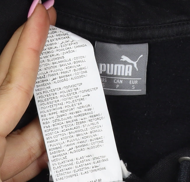 Puma Boys Black S Pullover Logo Hooded Sweatshirt Hoodie