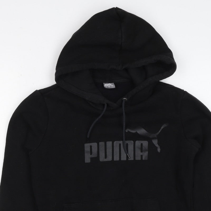 Puma Boys Black S Pullover Logo Hooded Sweatshirt Hoodie