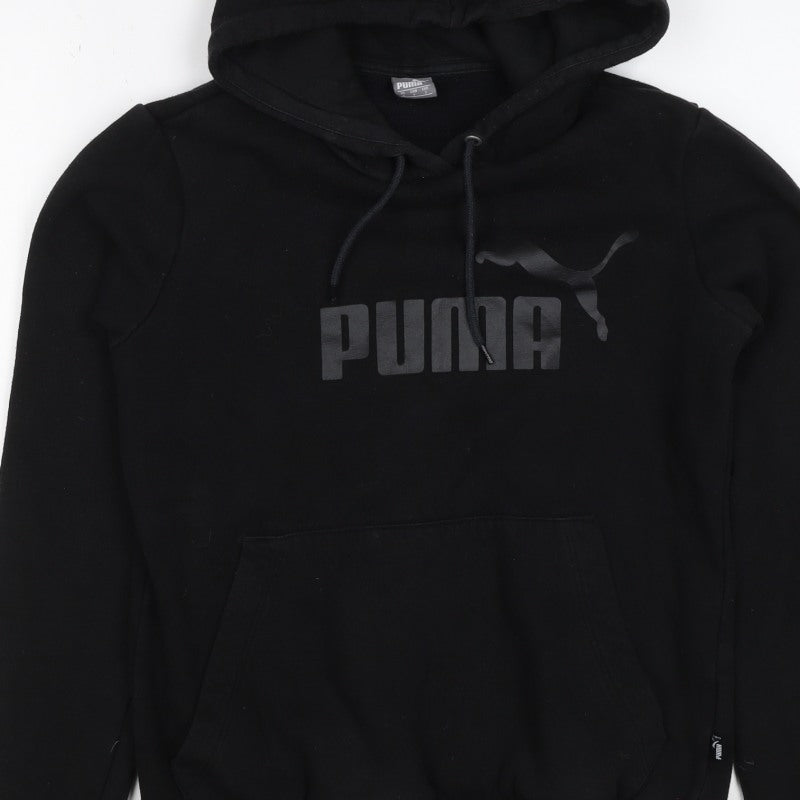 Puma Boys Black S Pullover Logo Hooded Sweatshirt Hoodie
