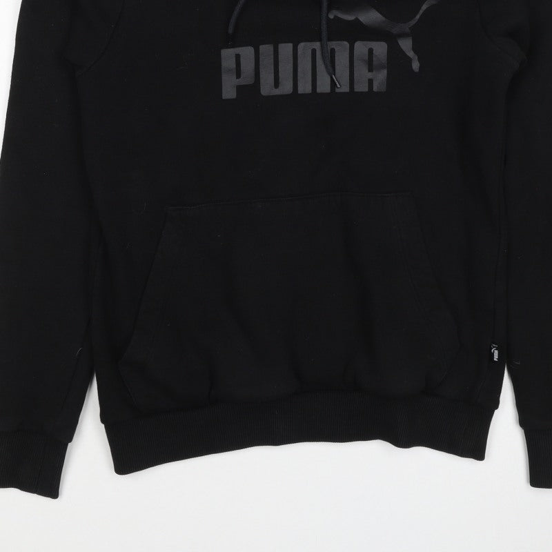 Puma Boys Black S Pullover Logo Hooded Sweatshirt Hoodie