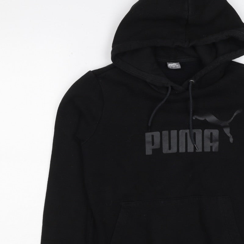 Puma Boys Black S Pullover Logo Hooded Sweatshirt Hoodie