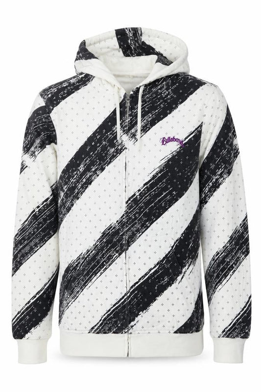 Billabong Men’s S Black White Full Zip Hooded Cotton Hoodie
