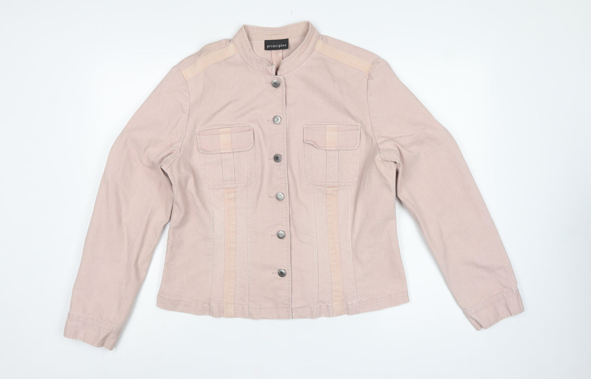 Principles Women’s Pink UK 16 Cotton Blend Button Front Basic Jacket
