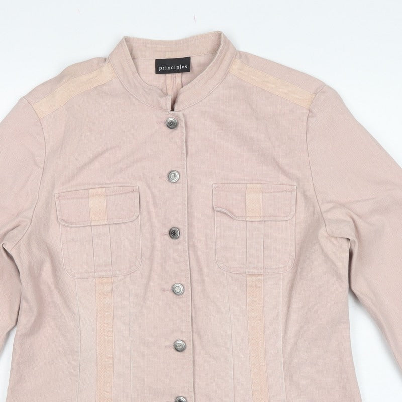 Principles Women’s Pink UK 16 Cotton Blend Button Front Basic Jacket