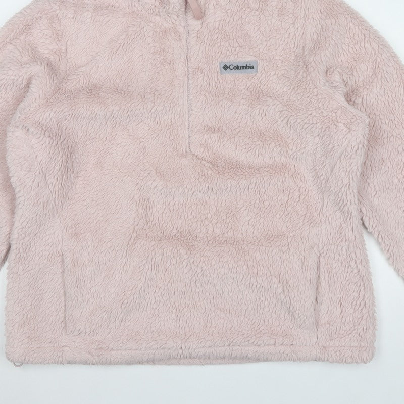 Columbia Teens Pink XL Hooded Half Zip Fleece Pullover Sweatshirt