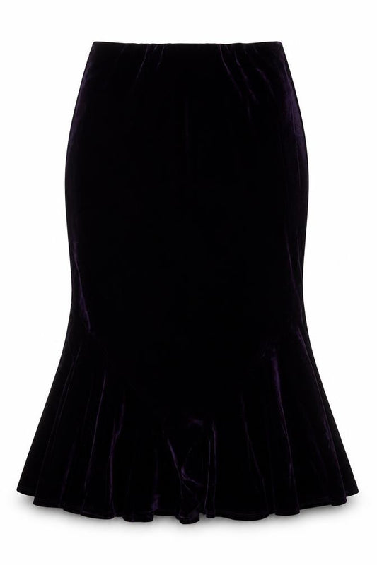Marks and Spencer Women Purple UK 14 Velvet Trumpet Long Skirt