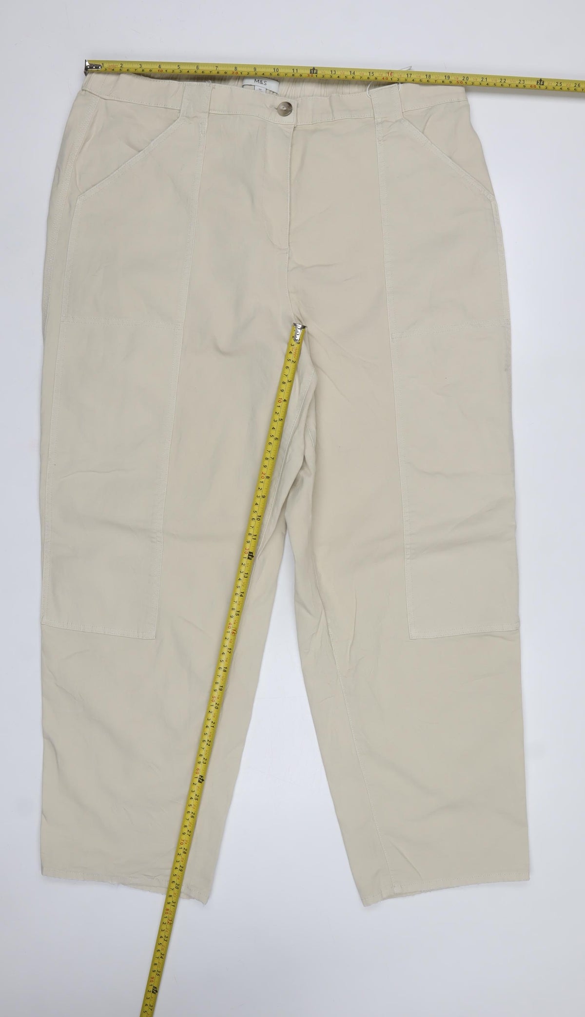 Marks & Spencer Women’s Beige Size 22 Long Cotton Cargo Trousers