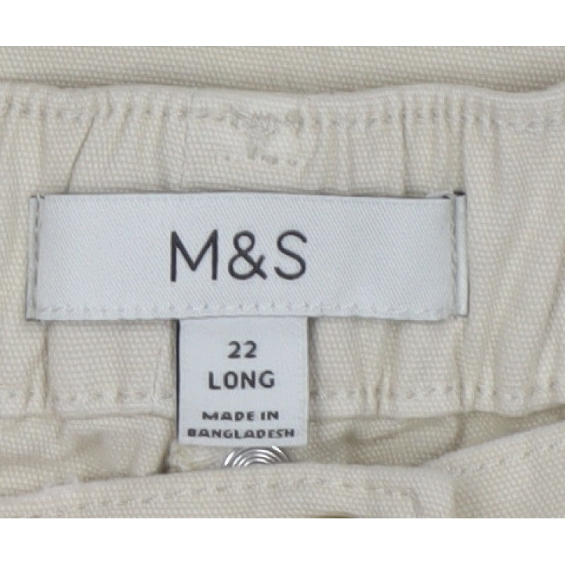Marks & Spencer Women’s Beige Size 22 Long Cotton Cargo Trousers