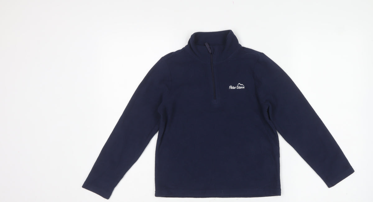 Peter Storm Boys Blue 7-8 Years Half Zip Fleece Sweatshirt