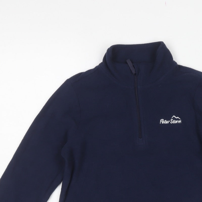 Peter Storm Boys Blue 7-8 Years Half Zip Fleece Sweatshirt