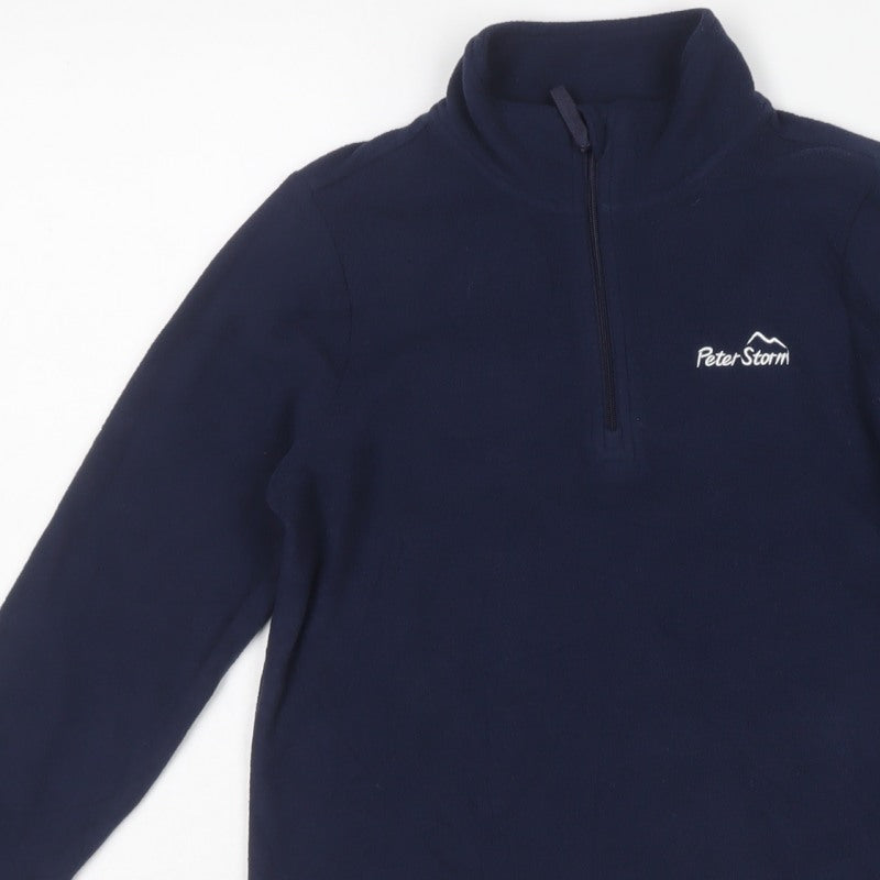Peter Storm Boys Blue 7-8 Years Half Zip Fleece Sweatshirt