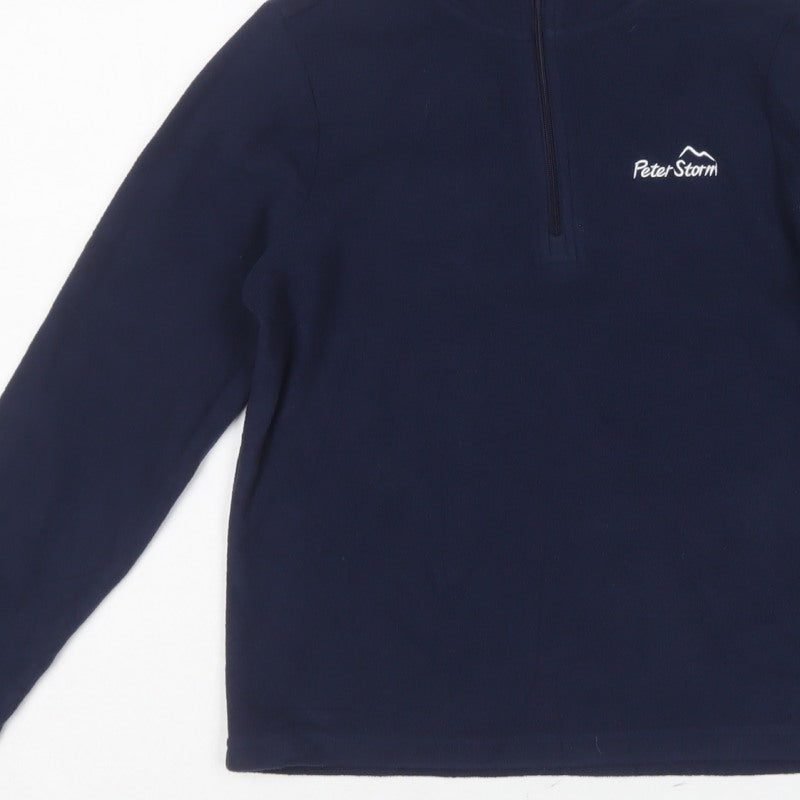 Peter Storm Boys Blue 7-8 Years Half Zip Fleece Sweatshirt